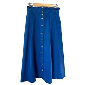 Vintage 80s 90s Dead Stock American Eagle Blue Paper Bag Waist Maxi Skirt 12 NWT